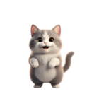 【文字なし】 灰色＆白色 ねこ スタンプ（個別スタンプ：14）
