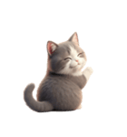 【文字なし】 灰色＆白色 ねこ スタンプ（個別スタンプ：16）
