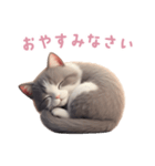 【日本語】 灰色＆白色 ねこ スタンプ 2（個別スタンプ：11）