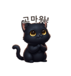 【韓国語】 黒猫 スタンプ 1（個別スタンプ：10）