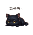 【韓国語】 黒猫 スタンプ 1（個別スタンプ：13）