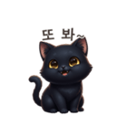 【韓国語】 黒猫 スタンプ 1（個別スタンプ：16）