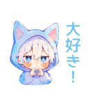 天使な白猫耳パーカーくんの全肯定（個別スタンプ：8）