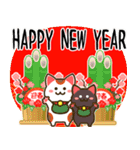 ✨白黒まねきん4✨毎年使える年末年始1✨再販（個別スタンプ：3）