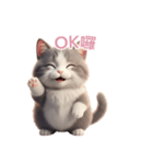 【繁體字】 灰色＆白色 ねこ スタンプ 2（個別スタンプ：8）