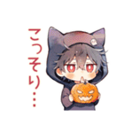 黒猫耳パーカーくん★おうちハロウィン（個別スタンプ：37）