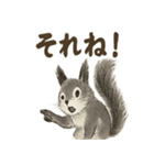 墨絵リスのほっこりスタンプ（個別スタンプ：19）