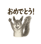墨絵リスのほっこりスタンプ（個別スタンプ：20）