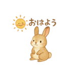 水彩画風♪ほんわか♡うさぎ♡敬語♡挨拶（個別スタンプ：1）