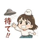 女の子と小鳥 UFOを追いかけて（個別スタンプ：1）