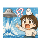 女の子と小鳥 UFOを追いかけて（個別スタンプ：16）