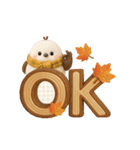 【3D 】動く♡ほんわかシマエナガ♡秋（個別スタンプ：9）