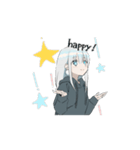 動くパーカーの女の子 (銀髪)3（個別スタンプ：3）