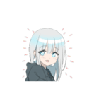 動くパーカーの女の子 (銀髪)3（個別スタンプ：5）