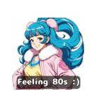 80年代アニメ風ガールズ☆レトロスマイル（個別スタンプ：1）