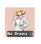 80年代アニメ風ガールズ☆レトロスマイル（個別スタンプ：3）