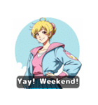 80年代アニメ風ガールズ☆レトロスマイル（個別スタンプ：7）