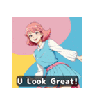 80年代アニメ風ガールズ☆レトロスマイル（個別スタンプ：18）