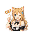 ネコ耳ウェイトレスの爆笑リアクション！（個別スタンプ：1）