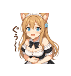 ネコ耳ウェイトレスの爆笑リアクション！（個別スタンプ：7）