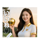 ゴルフ♡金のボールを持つ美女（個別スタンプ：9）