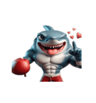 ボクシングサメの感情コントロール失敗中,（個別スタンプ：2）