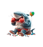 ボクシングサメの感情コントロール失敗中,（個別スタンプ：19）