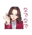 メガネガールのそっと応援♡（個別スタンプ：35）
