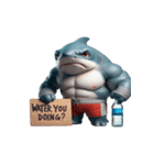 ボクシングサメの感情が爆発した（個別スタンプ：1）