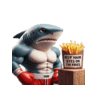 怒りMAXのボクシングサメ出撃中（個別スタンプ：21）