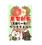 ▶白黒まねきん▶毎年使える年末年始1再販（個別スタンプ：4）