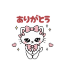 キラキラおめめのリボンねこ  ピンク系（個別スタンプ：3）