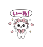 キラキラおめめのリボンねこ  ピンク系（個別スタンプ：4）