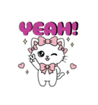 キラキラおめめのリボンねこ  ピンク系（個別スタンプ：7）