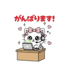 キラキラおめめのリボンねこ  ピンク系（個別スタンプ：10）