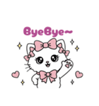 キラキラおめめのリボンねこ  ピンク系（個別スタンプ：11）