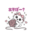 キラキラおめめのリボンねこ  ピンク系（個別スタンプ：14）