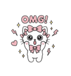 キラキラおめめのリボンねこ  ピンク系（個別スタンプ：15）