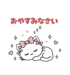 キラキラおめめのリボンねこ  ピンク系（個別スタンプ：18）