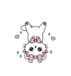 キラキラおめめのリボンねこ  ピンク系（個別スタンプ：22）