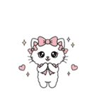 キラキラおめめのリボンねこ  ピンク系（個別スタンプ：23）
