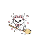 キラキラおめめのリボンねこ  ピンク系（個別スタンプ：27）