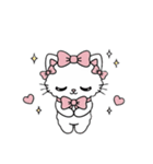 キラキラおめめのリボンねこ  ピンク系（個別スタンプ：28）