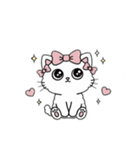 キラキラおめめのリボンねこ  ピンク系（個別スタンプ：31）