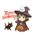女の子と小鳥 可愛らしくハロウィン（個別スタンプ：1）