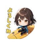ハッピーサーファーガール（個別スタンプ：9）
