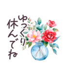 秋冬 毎日使える でか文字✿大人上品お花（個別スタンプ：12）