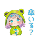 ごきげん★蛙フードパーカーの女の子（個別スタンプ：5）
