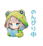 ごきげん★蛙フードパーカーの女の子（個別スタンプ：10）