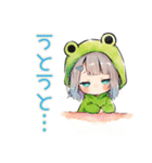 ごきげん★蛙フードパーカーの女の子（個別スタンプ：11）